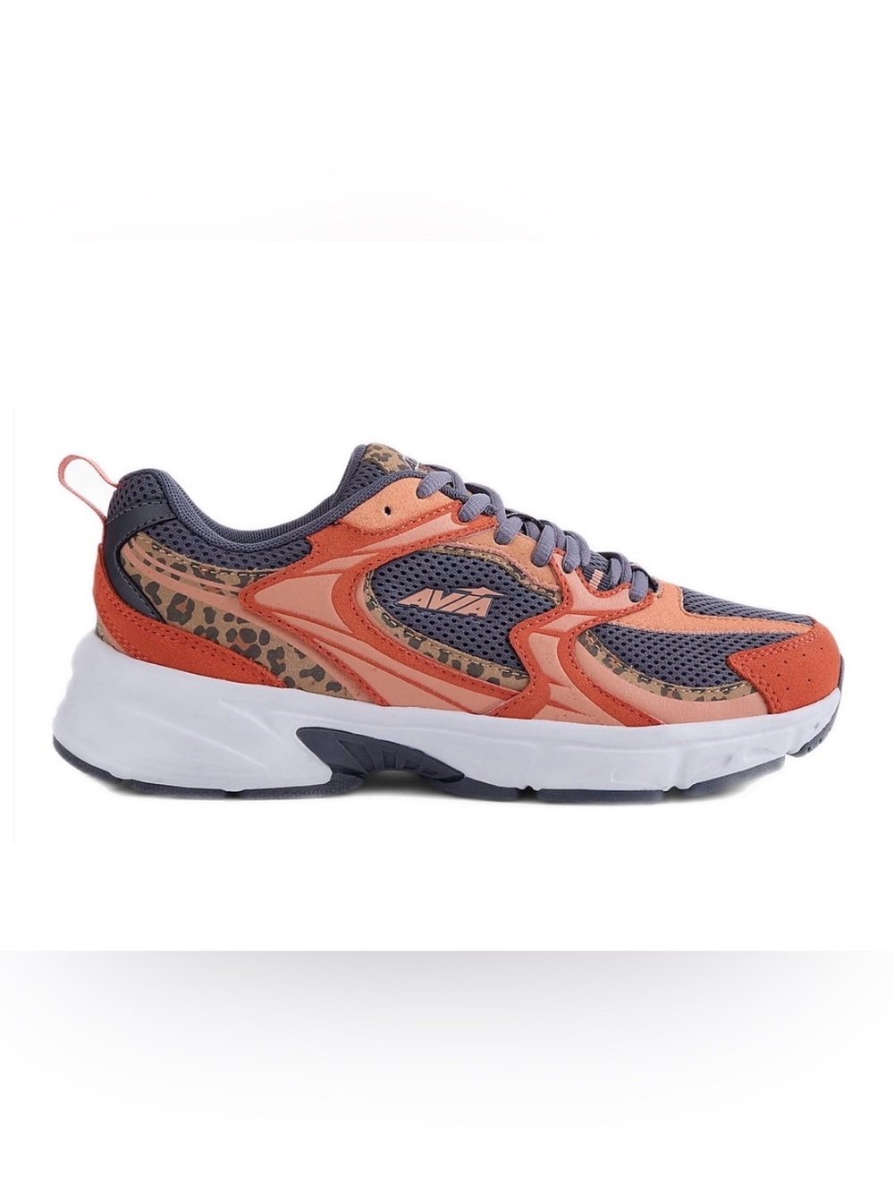Avia Coral and Gray Women's Athletic Sneakers with Leopard Accent